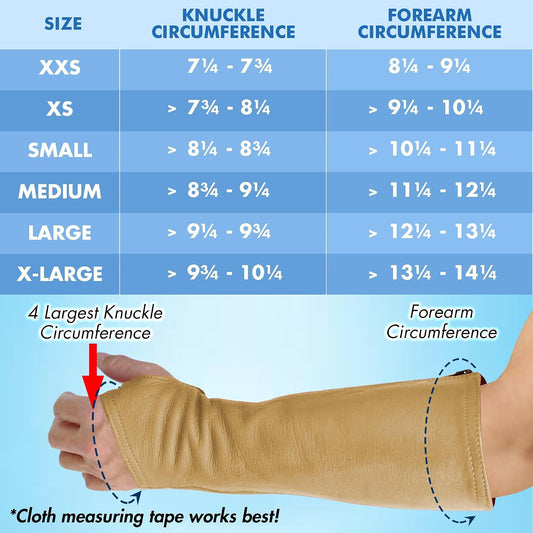 Leather Protective Sleeves Arm Guard - Prevent Cuts, Scratches & Bruises - Genuine Cowhide - Ideal for Gardening & Construction - Left & Right Form-Fitting. Tan (1 Pair/XX-Small).