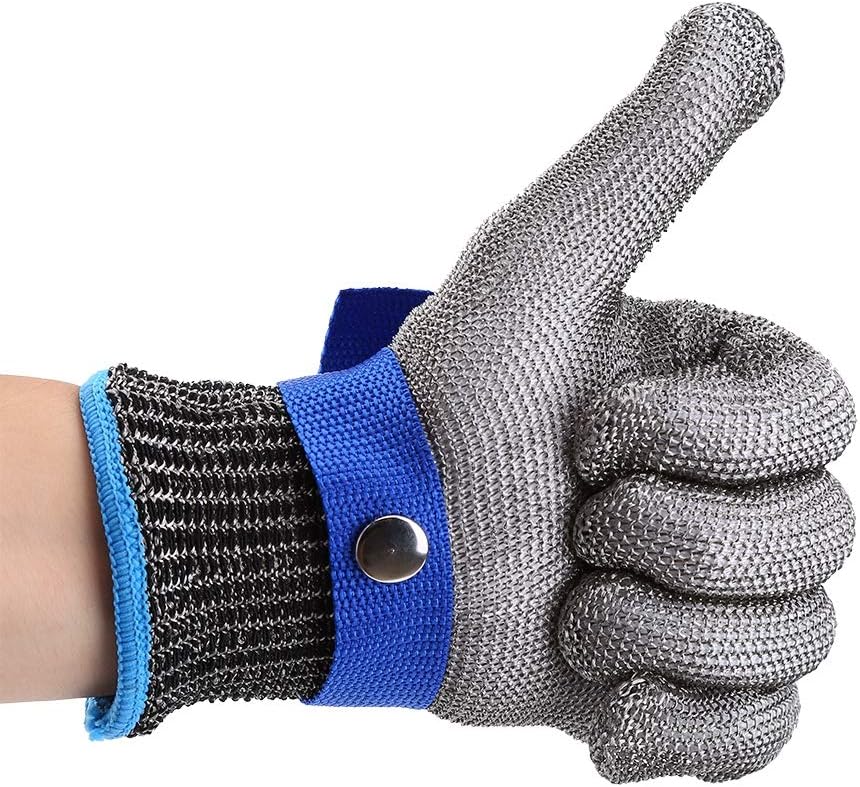 Stainless Steel Cut Gloves 5 For Kitchen, Chainmail Gloes For Cutting, Stainless Sel Gloes For Kitchen, With White Cotton Glove, Anti Knife, Anti Scratch, Suitable For Both Right And Left