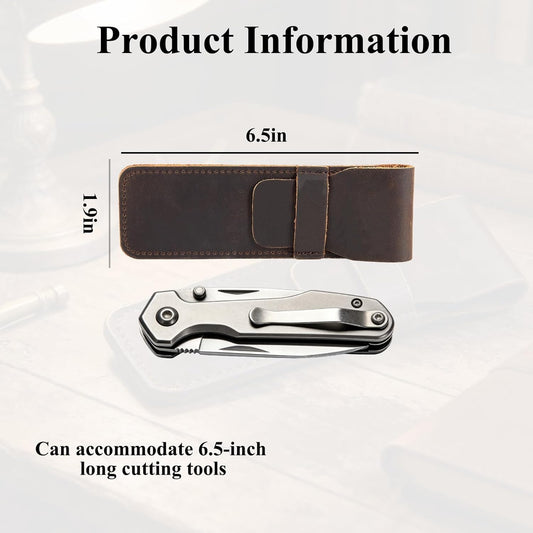 Leather Pocket Knife Sheath,Folding Knife Storage Case Small Knife Pouch Holder for 6.5 inch Folding Knife EDC Sheath for Folding Knife Carrier,Knifves Drawer Pocket Organizer,Gift for Men