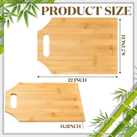 12 Pcs Bamboo Wooden Cutting Board with Handle, 12x9 Inch Hanging Charcuterie Boards Bulk Unfinished Plain Blanks Laser Engraving for Engraving Housewarming Gifts Mother's Day Baby Shower
