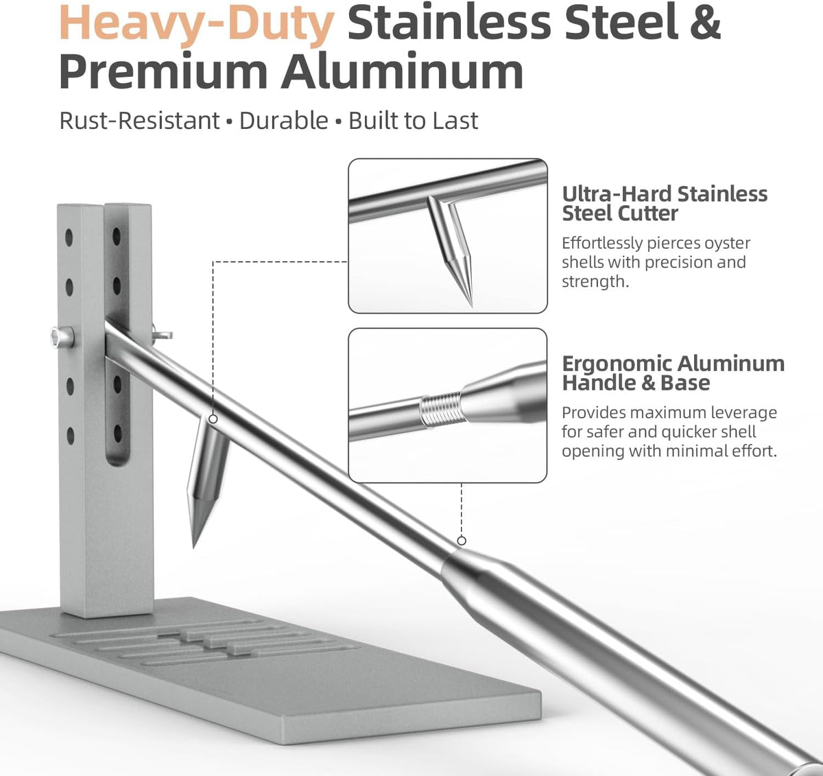 Stainless Steel Oyster Shucker Tool,Portable Oyster Shucking Knife,Easy to Use Oyster Knife,Oyster Opener Machine for Home Use,Including Two Oyster Shucking Knife,a pair of Glove and one G-Clamp.