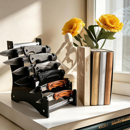 knife stand,Knife display stand,Acrylic knife display case, collectible knife display stand, knife collection display stand, for pocket knife organizer& Display hut home decoration (Black)