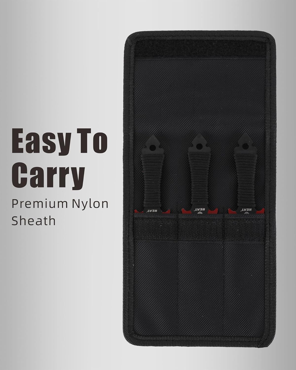 REAT Throwing Knives - 3 Piece, 7.5" 440 Stainless Steel with Cord-Wrapped Handle, Includes Nylon Carrying Case for Safe Storage,Ninja Kunai Knives for Competition,Recreation,Gifts for Men,Women