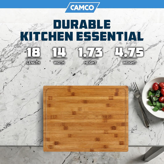 Bamboo Cutting Board with Counter Edge | Perfect for Vegetables, Fruits, Meats, and Cheeses | Measures 18-inches x 14-inches x 1-3/4-inches (43545), Brown