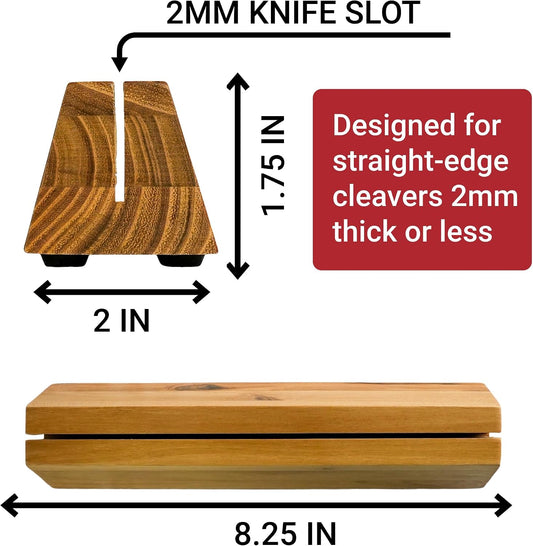 Cleaver Stand | 8.25-inch wood vegetable cleaver knife storage block (Teak, 2mm)
