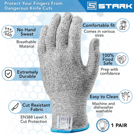 Cut Resistant Gloves, Level 5 Protection, Kitchen Cut Gloves for Meat, Shucking, Fillet, Mandolin Slicing, Carving, 1 Pair, XL