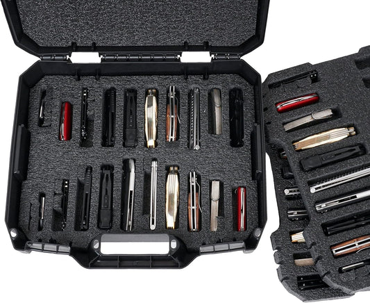 Case Club 60 Folding Knife Carrying Case - Hard Sided Travel & Storage Organizer Fits Variety of Knives in Lockable Rugged Case