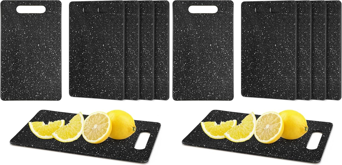 6 Pcs Plastic Cutting Boards Bar Granite Color Cutting Board with Easy Grip Handle Dishwasher for Food Fruits Vegetables Home(Small)