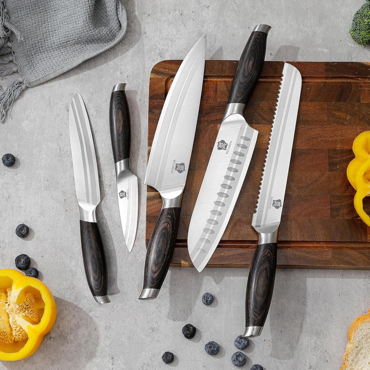WILDMOK Meat Cleaver Knife 7.8 Inch, Ultra Sharp Chinese Chef's Knives - Kitchen Chopping Knife, German Steel & Ergonomic Handle for Meat Cutting Vegetable Slicing