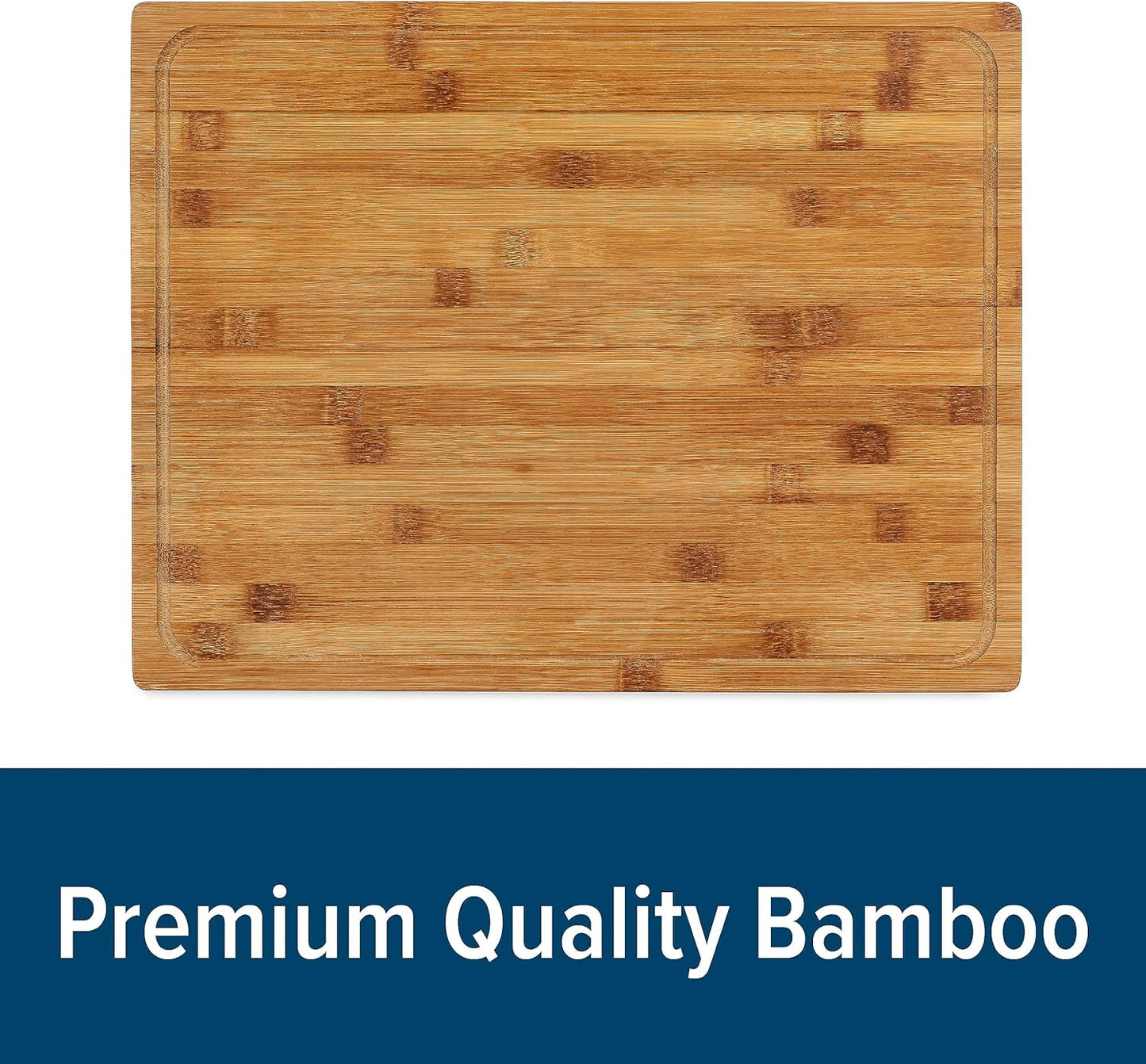 Camco Bamboo Cutting Board with Counter Edge | Perfect for Vegetables, Fruits, Meats, and Cheeses | Measures 18-inches x 14-inches x 1-3/4-inches (43545), Brown