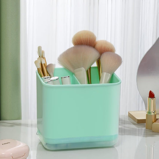 Cutlery Drainer, Utensil Holder Silverware Organizer(Green) | Division Drying Rack, Detachable Draining Base, Sink Caddy Sponge Brush, Thicker Material Large Capacity