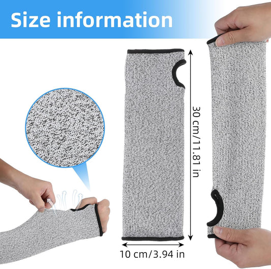 2 Pairs Cut Resistant Sleeves Protective Arm Sleeves Safety Arms Protection Sleeves with Thumb Hole for Thin Skin and Bruising, for Gardening Welding Kitchen Arm Guards for Biting Pet Grooming