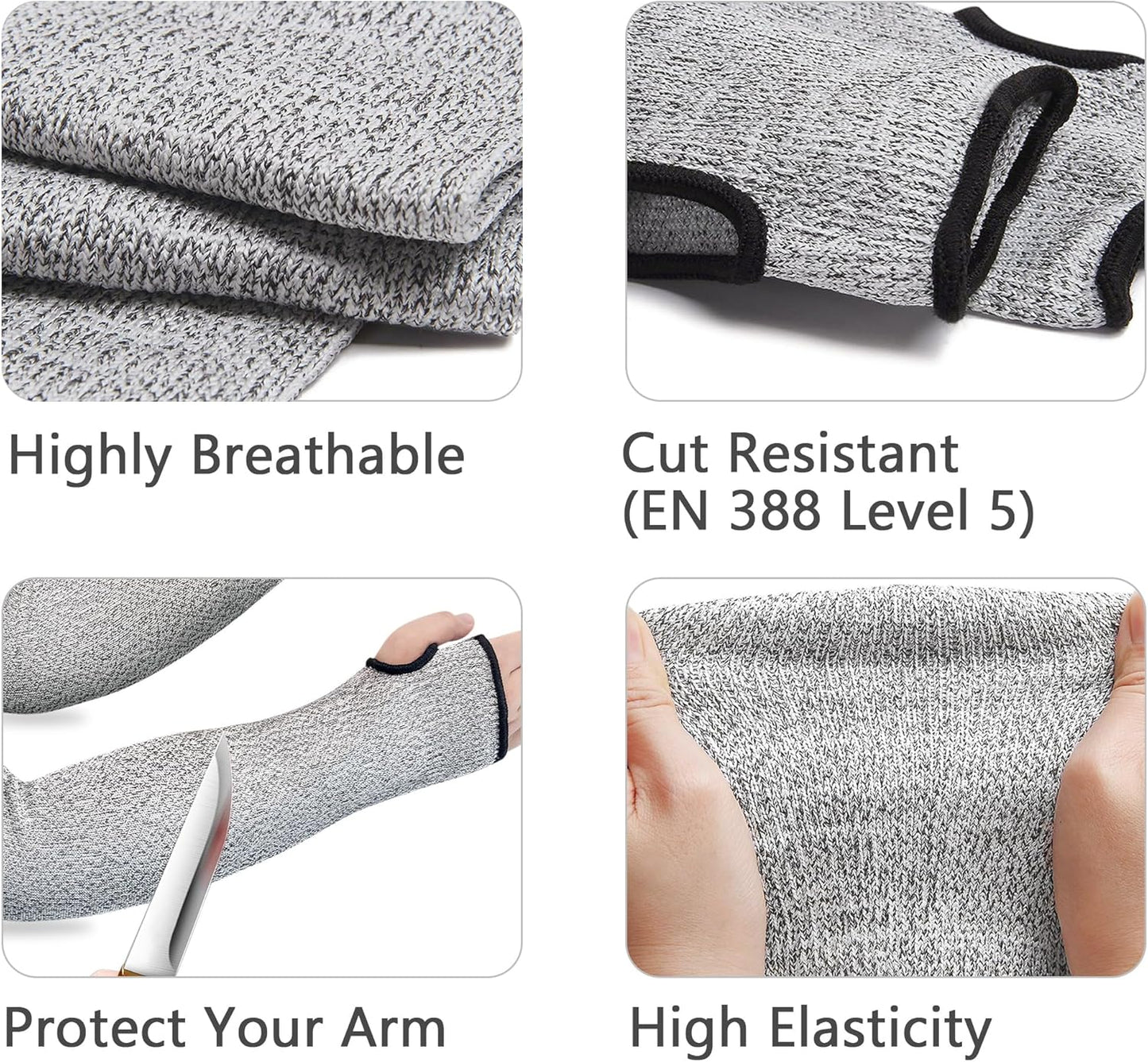 Cut Resistant Sleeves Full Arm Protection Breathable Level 5 Protection 18 inch Long for Gardening Pet Handling HPPE, 1 Pairs (Blue)