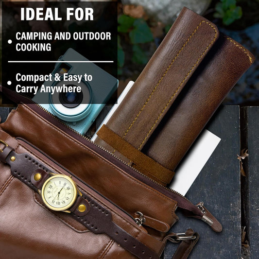 Handmade Leather Chef Knife Sheath – Universal Fit | Single Slot Knife Roll | Heavy Duty Leather Knife Cover with Belt Wrap | Kitchen Knife Storage