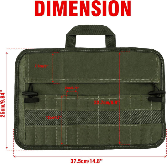 Camping Utensil Roll Bag, Waterproof Chef Knife Cutlery Up Pouch Bag with 13 Slots For Fork, Spoon, Chopstick, Portable Professional Case Hold Storage Kitchen Cooking Set Travel Organizer, Army Green