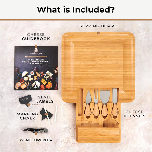 Bamboo Charcuterie Boards Gift Set - Meat and Cheese Tray with Utensils, Fruit Tray, and 2 Sauce Bowls Included - Bamboo Cheese Platter - House Warming Gifts New Home Couples & Family, Wedding Gifts
