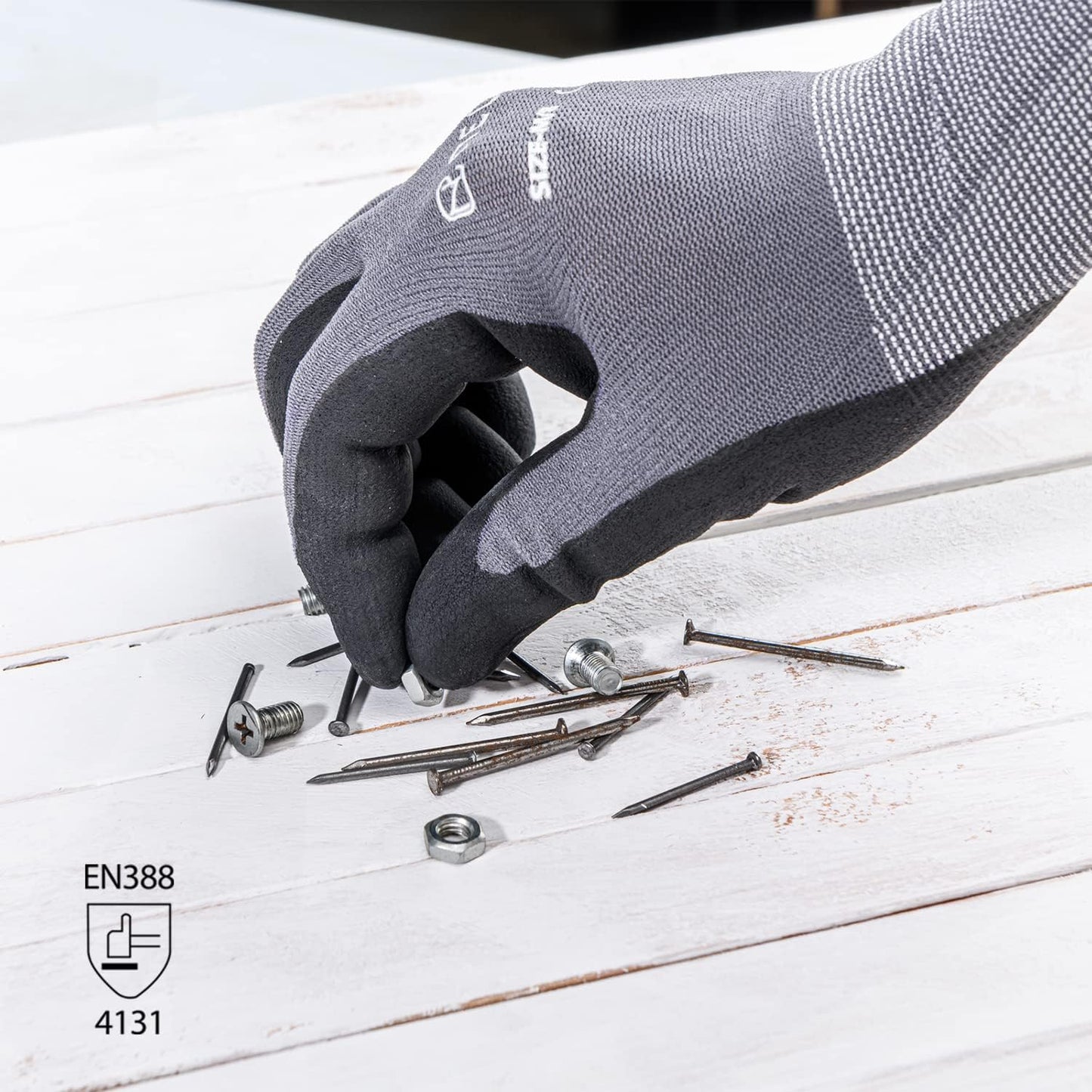 Safety Work Gloves MicroFoam Nitrile Coated-3/6/12/36 Pairs,Breathable Nylon Working Gloves for Men Women