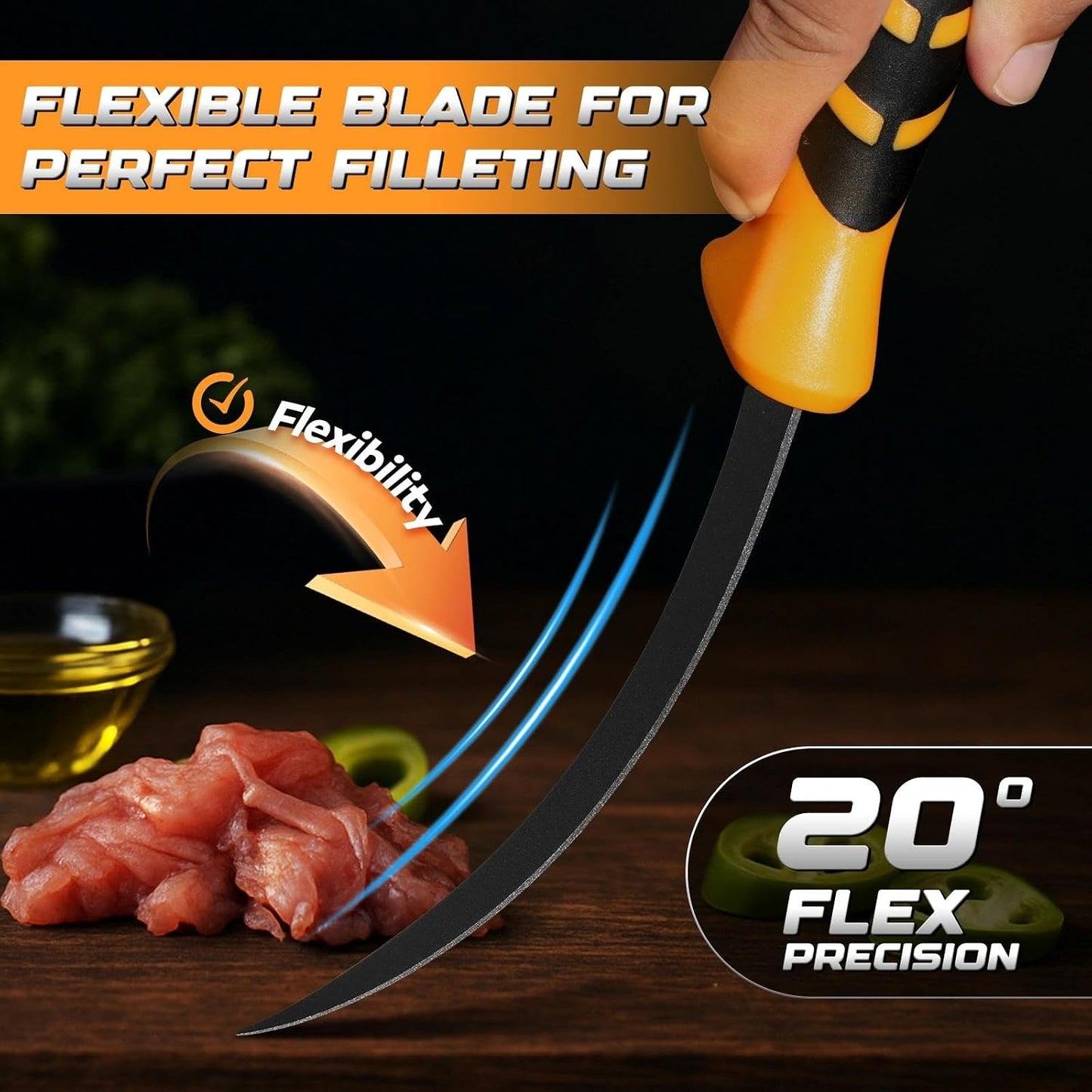 5 inch Bait Knive, Black Stainless Fillet Fishing Knife with Large Non-Slip Handles - Essential Tool for Anglers