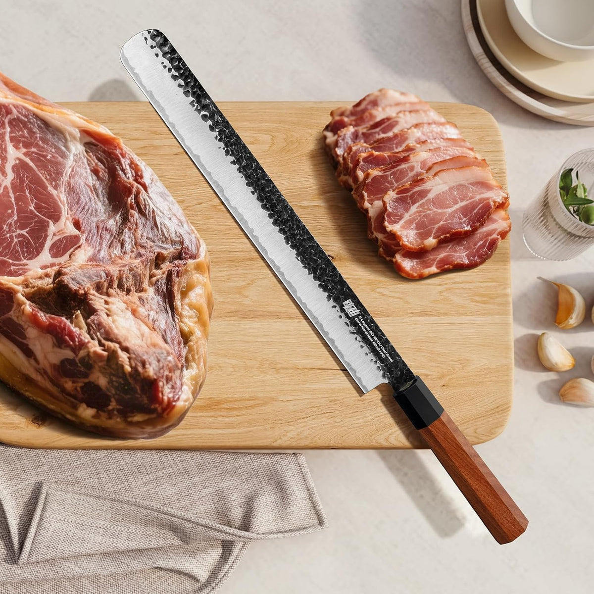 Japanese Kiritsuke Knife, 9 Inch Gyuto Chef Knife, Kitchen Knife with High Carbon Steel Blade, Octagonal Handle, for Meat, Fish, Vegetables and Fruits, Dynasty Series
