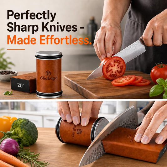 Rolling Knife Sharpener Kit – Knife Sharpener with Diamond, Ceramic & Stainless Steel Discs – 15° & 20° Strong Magnetic Angle Base – Knife Sharpener Tool for Kitchen, Chef & Utility Knives