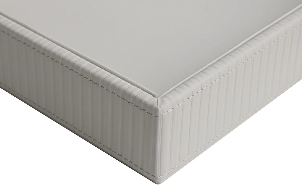 Faux Leather Vanity Tray, Elegant Desktop Storage Organizer, Decorative Catchall for Perfume, Bathroom Valet, Nightstand or Dresser, 10.2 x 8.4 x 1.8 inches (Grey Stripe)