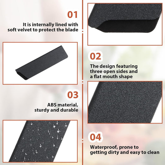 2 Pcs Knife Sheath and Guard Cover, Protective Chef Knife Blade Cover for Kitchen Storage and Travel, Black ABS Plastic Waterproof Knife Edge Protector (for 6" knife 2pcs)