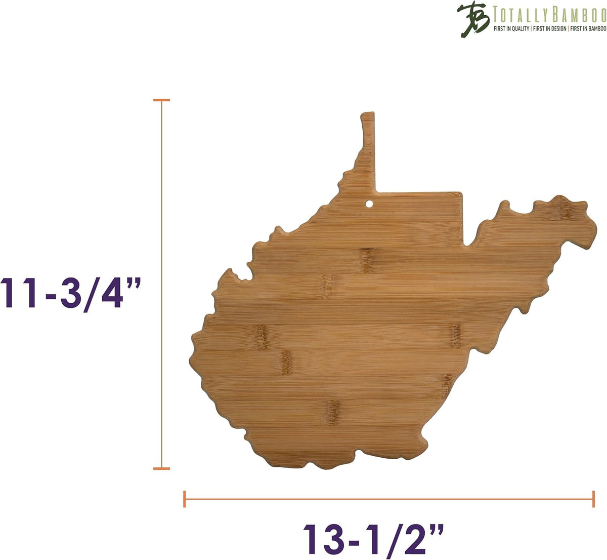 Oklahoma State Shaped Bamboo Serving and Cutting Board | State charcuterie board with natural bamboo grain. Knife-friendly surface for food prep. Hang tie for wall display.