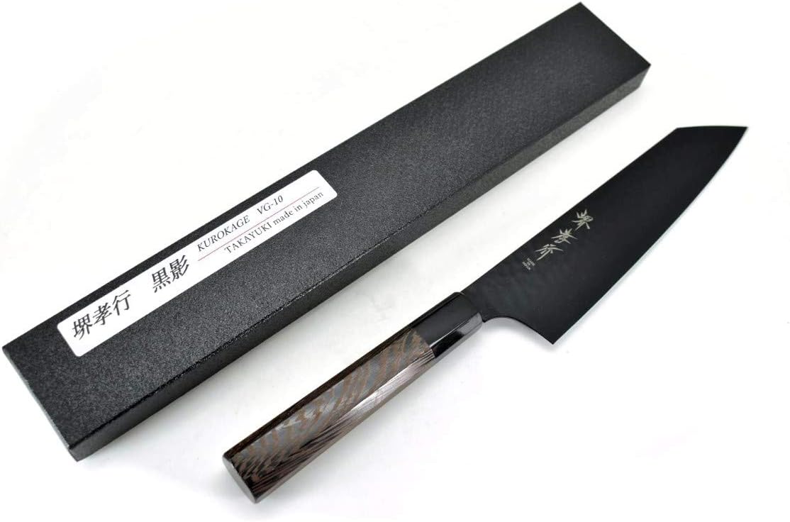 Sakai Takayuki/KUROKAGE Series VG-10 Hammered Kengata Gyuto(Chef's Knife) 190 mm/7.5" Black