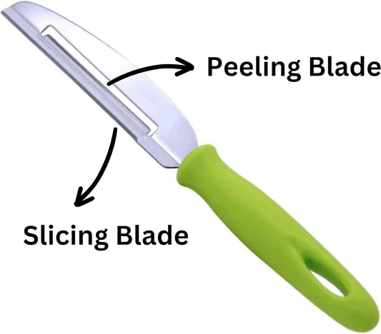 Fruit Peeler Cutter Vegetable Knife Double Blade Stainless Steel for Kitchen/Cut Slice and Peeling Knives for Chef 4 inches (Double Blade Green)