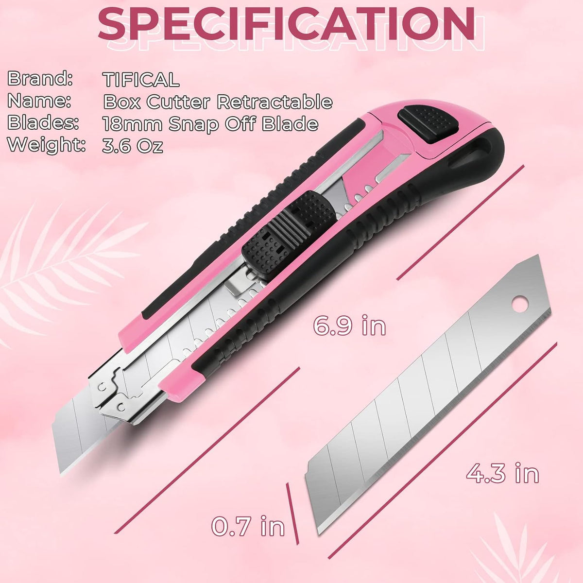 3Pack Box Cutter Retractable, Snap Off Utility Knife, Razor Knife