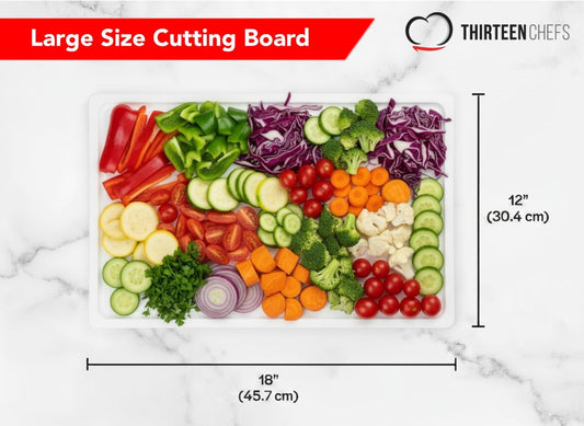 Commercial Grade Plastic Cutting Board with Juice Groove - 18 x 12 Inch for Carving Meat, Grilling, BBQ - 1/2" Thick White HDPE Poly for Food Service