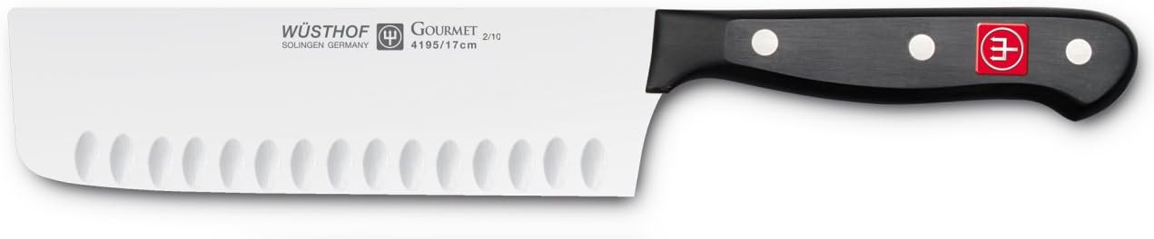 WÜSTHOF Model 4195-7, Gourmet 7 Inch Hallow Edge Nakiri, Full-Tang 7" | Precise Laser Cut High-Carbon Stainless Steel German Made