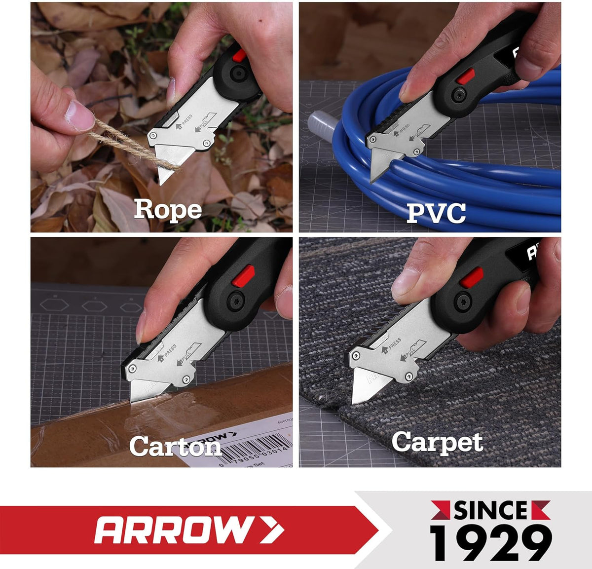 ARROW Utility Knife, Speed Release Folding Knife with 13 Blades
