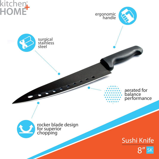 Non Stick Sushi Knife - The Original 8 inch Stainless Steel Non Stick Multipurpose Chef Knife