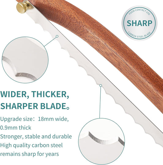 IKIWDOO 3Pcs Bread Knife Blades Refill, Bread Bow Knife Blades, Thicker Wider Bread Knife Slicer Replacement Blade, come with Blade Guard