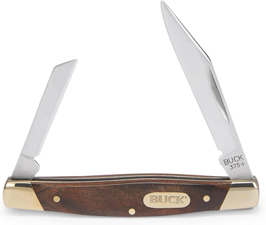 375 Deuce 2-Blade Folding Pocket Knife, Woodgrain Inlay Handle with Nickel Silver Bolsters, 420J2 Steel Clip and Coping Blades, EDC Pocket Knife, 0.7 oz