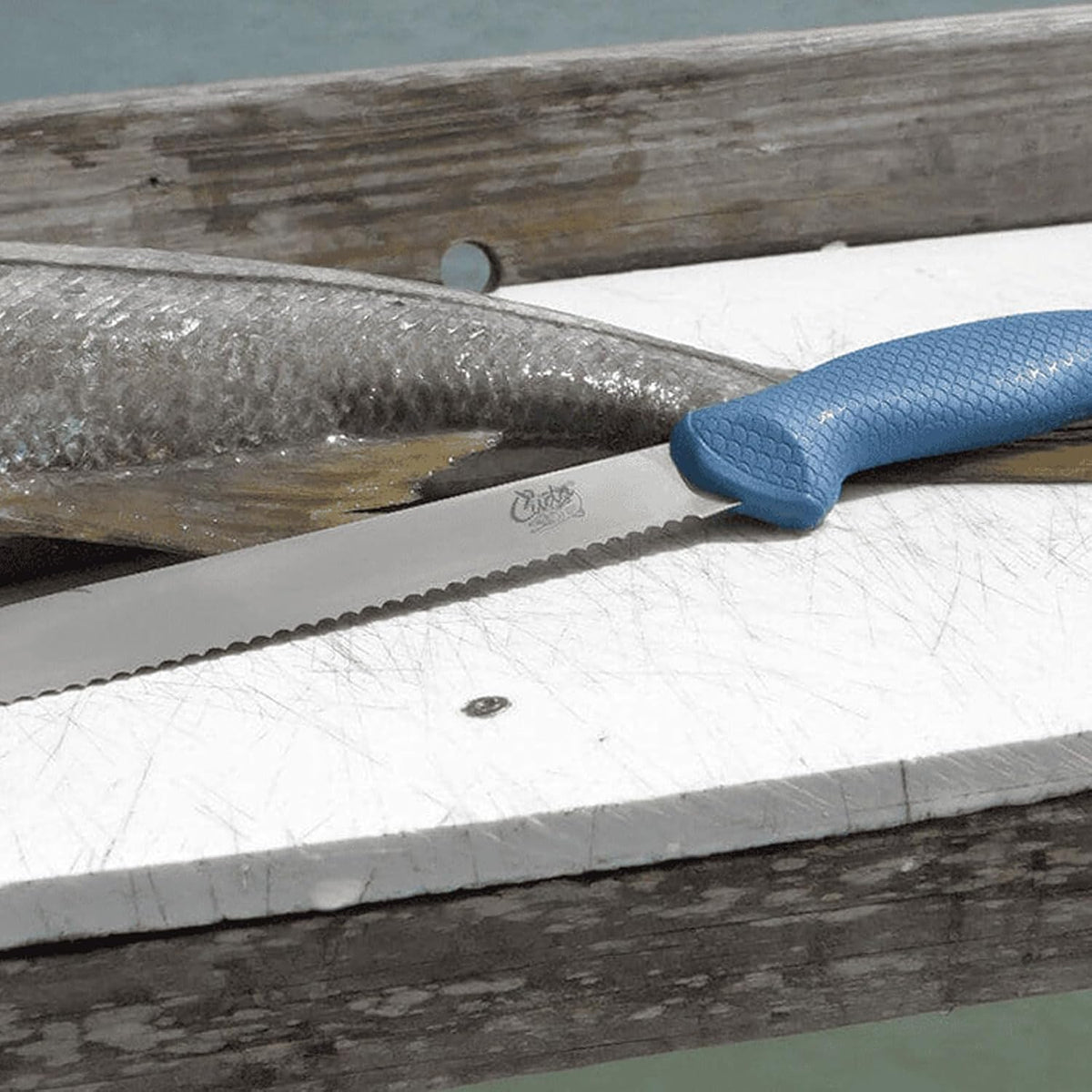 9" AquaTuff Serrated Utility Saltwater & Freshwater Zirconium Bonding Fish Filleting Knife with Weather-Resistant Non-Slip Grip & Blade Cover