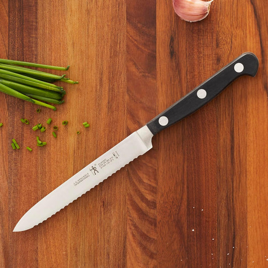 Classic Razor-Sharp 5-inch Serrated Utility Knife, Tomato Knife, German Engineered Informed by 100+ Years of Mastery