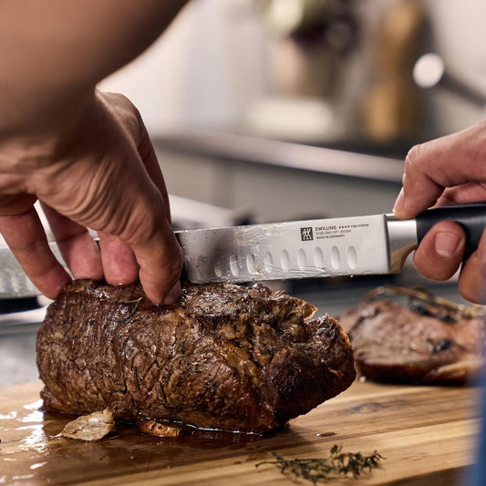 Four Star 10-inch Razor-Sharp German Hollow Edge Slicing Knife, Made in Company-Owned German Factory with Special Formula Steel perfected for almost 300 Years, Dishwasher Safe