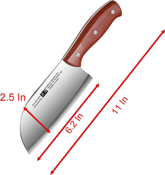 Small Professional Cleaver Chef Knife, High Strength Stainless Steel 6.2 Inch Sharp Kitchen Blade with Wooden Handle (1)