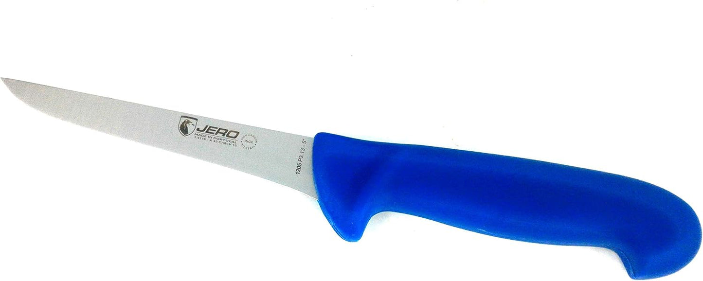 5" Straight Boning Knife - Commercial Grade Butcher Knife - Solid Core Injected Polymer Handle For Strength - German Stainless Steel Blade - Meat Processing Style Grip