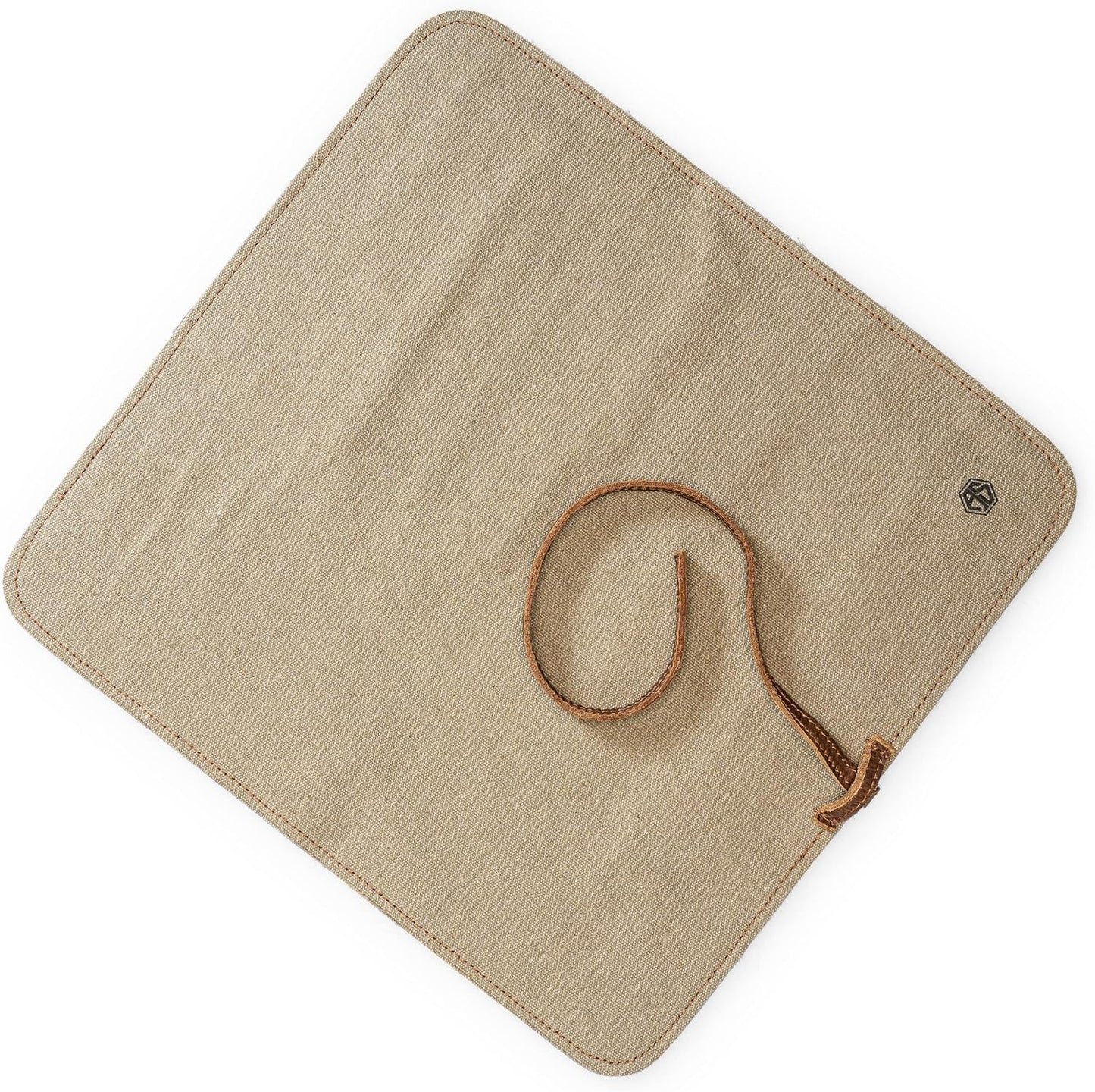 Angus Stoke Knife Bag made of durable Canvas & genuine buffalo Leather - Chef's Knife Roll Case for Cooking, Camping & BBQ - Knives storage Neil (Beige)