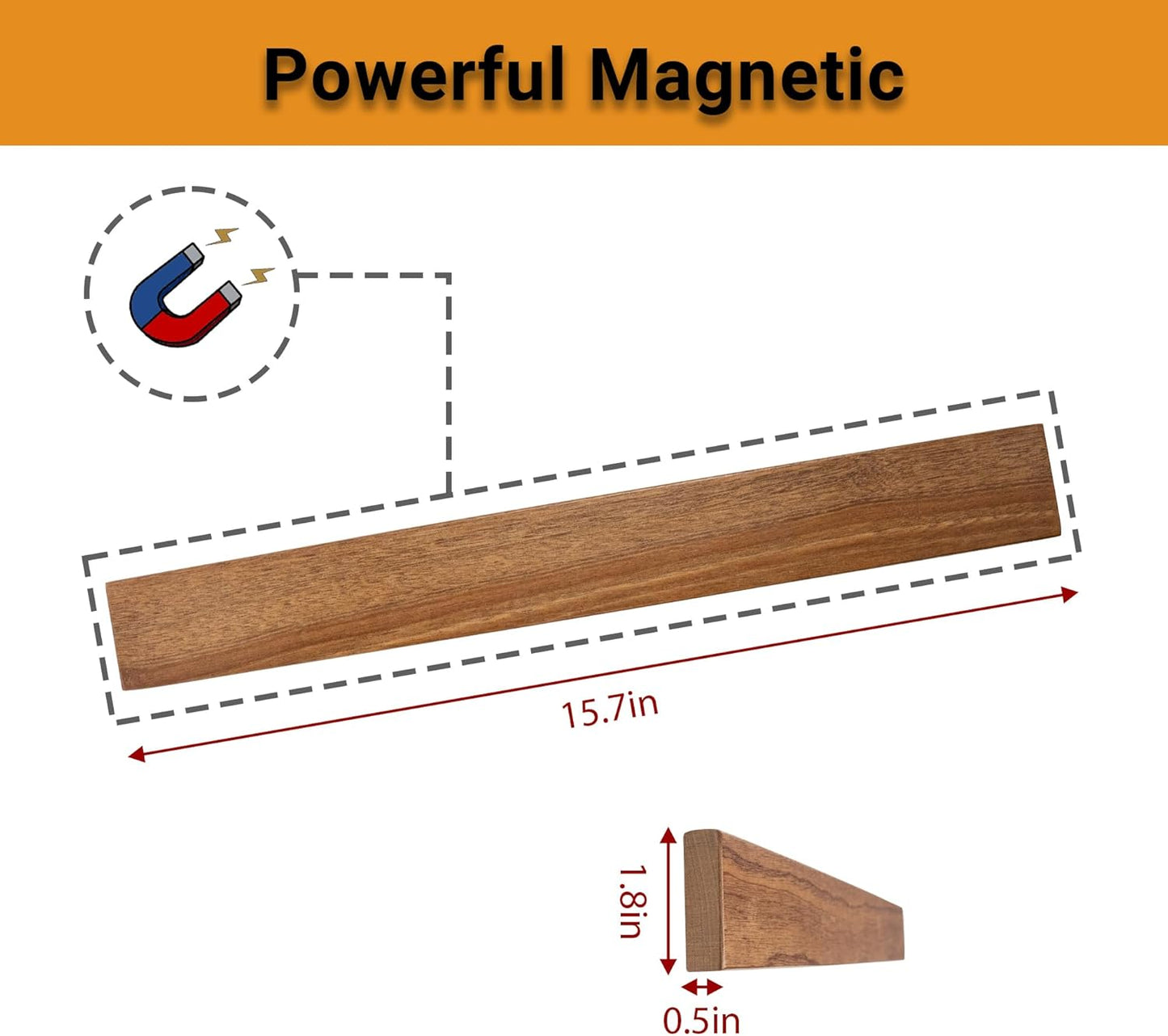 Wooden Magnetic Knife Holder - 8" Magnetic Knife Strips for Wall - knife storage kitchen accessories (8 inch)