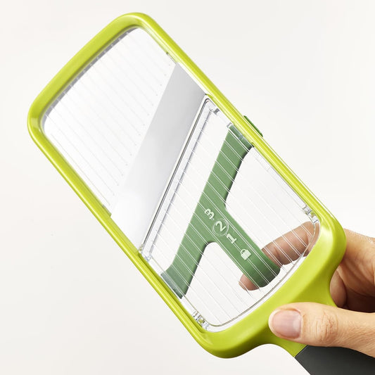 Multi-Grip Hand-held Kitchen Mandoline, Fruit and Vegetable Slicer with Food Grip and Adjustable Blades, Dishwasher Safe
