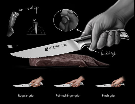 5 Inch Half Serrated Edge Steak Knife Set of 4, Razor Sharp | Effortless smooth cuts, German high-carbon stainless steel, Elegant storage box, NSF certified, Long-lasting edge