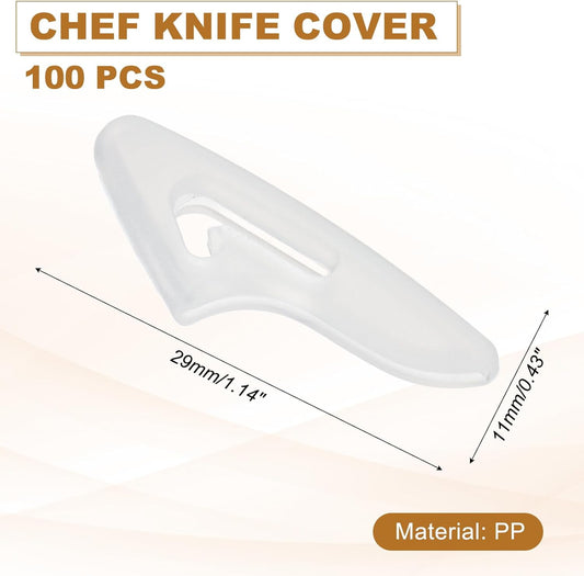 100Pcs Knife Tip Protector Cover, 0.43" x 1.14" Plastic Blade Tip Guards for Kitchen Knife Tip Protection Sleeves, White
