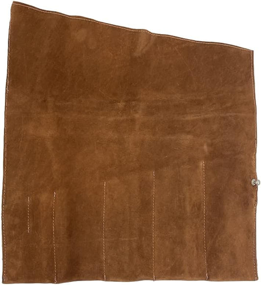 Large Tool Roll Up Bag (6 Slots), Portable Carry-On Pouch, Workshop Storage, Woodworking Tools Organizer, Full Grain Leather, Handmade, Swayze Suede
