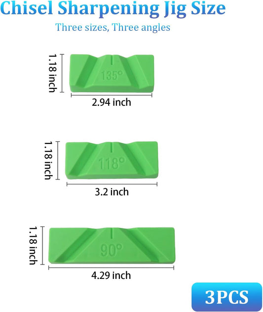 3PCS Drill Bit Sharpener Guide Jig, Chisel Sharpening Jig, Power Tool Accessory Jigs Containing 90°, 118° and 135° Angles, Suitable for Bench Grinders and Dulled Twist Drills