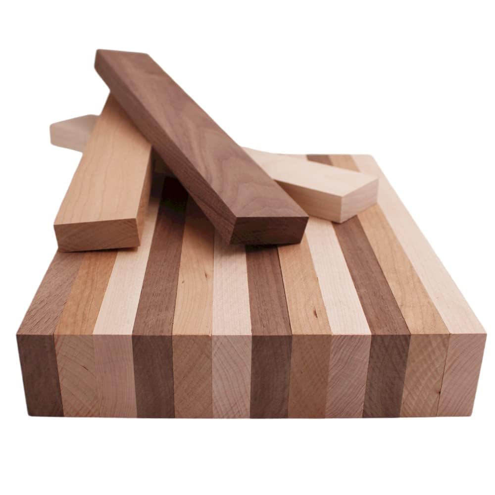 Variety Pack - 5 Walnut, 5 Maple, 5 Cherry Hardwood Boards (3/4" x 2" x 18") - 15 Pcs Total for Woodworking, Crafting, DIY Projects, Wood Carving