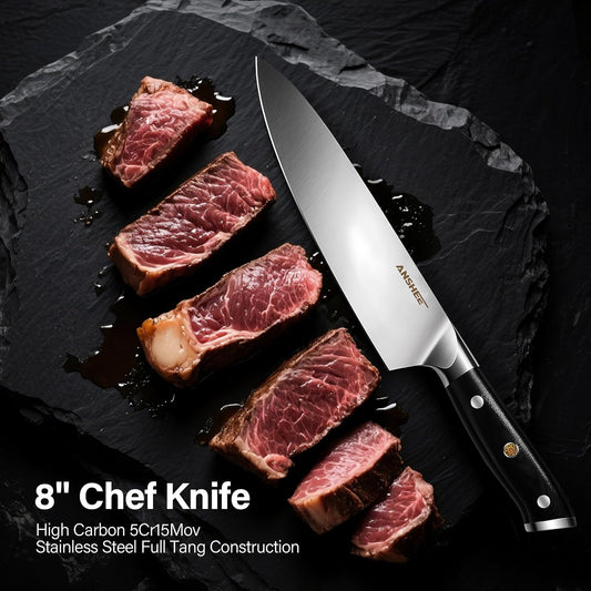 8 Inch Gyuto Chef Knife - High Carbon Stainless Steel Ultra Sharp Blade,G10 handle Dishwasher Safe, Professional Kitchen Knife for Meat,Vegetables with Sheath Gift Box(Home Cooks & Restaurants)